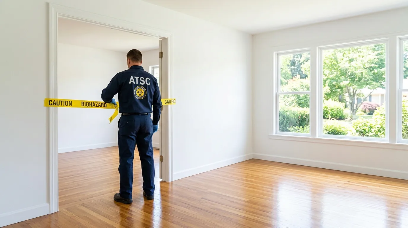 Certified biohazard cleanup crew performing Decomposition Cleanup in Brighton